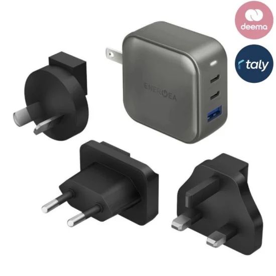 Energea Travelworld Gan100, 3C1A Pd/Pps/Qc3.0 Wall Charger,100W (Us+Uk+Eu+Au) - Gun